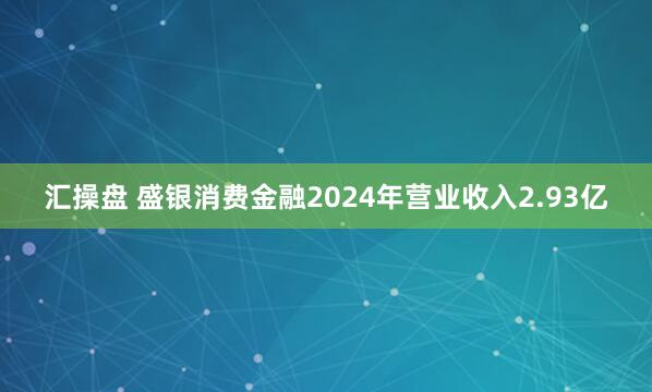 汇操盘 盛银消费金融2024年营业收入2.93亿